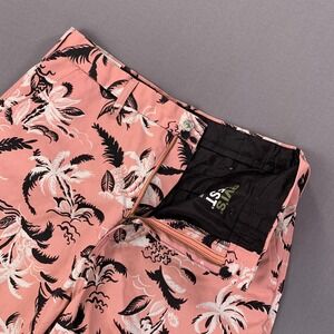 Levis Sta Prest Shorts Men 32 Pink Tropical Palm Print Dressy Casual Golf Floral